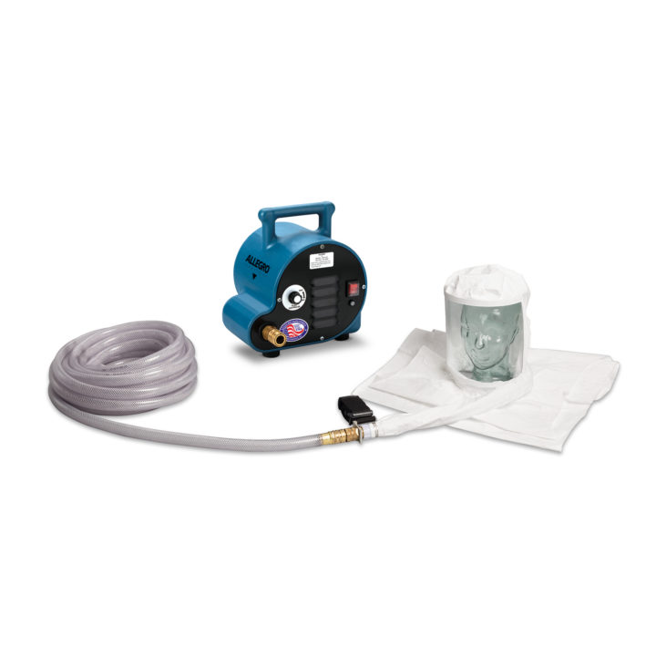 Allegro one-worker double-bib Tyvek hood breathing-air system