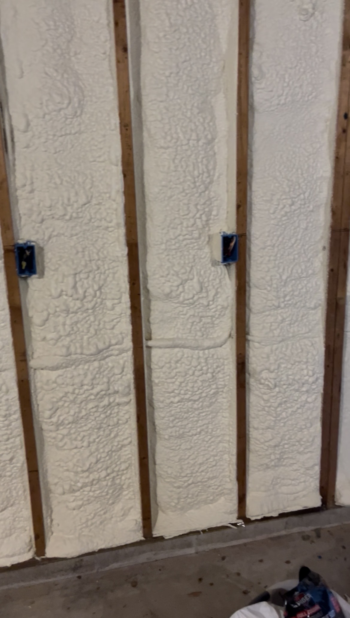 Completed spray foam wall insulation